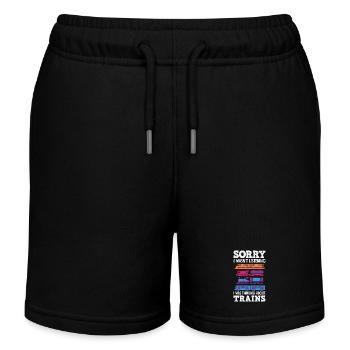 Didn't listen Thought of trains funny humor - Kids Organic Sweat Shorts by Stanley/Stella - black - Front