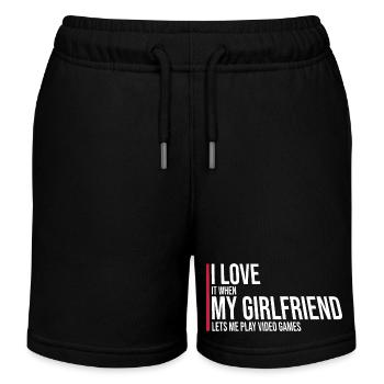 I Love It When My Girlfriend Lets Play Video Games - Kinder Organic Joggingshorts Mini Bolter von Stanley/Stella - Schwarz - Vorne