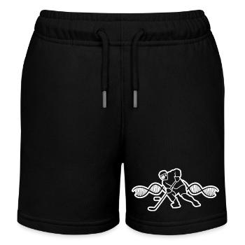 Eishockeyspieler Eishockey Eishockeyteam Hockeyfan - Kinder Organic Joggingshorts Mini Bolter von Stanley/Stella - Schwarz - Vorne