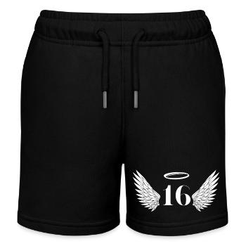 Numéro 16 ange - 16e anniversaire ailes - Short de jogging enfant bio Stanley/Stella - noir - Devant