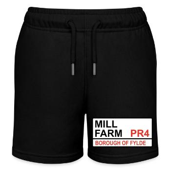 Wesham, Fylde Mill Farm Iconic Street Sign - Kids Organic Sweat Shorts by Stanley/Stella - black - Front
