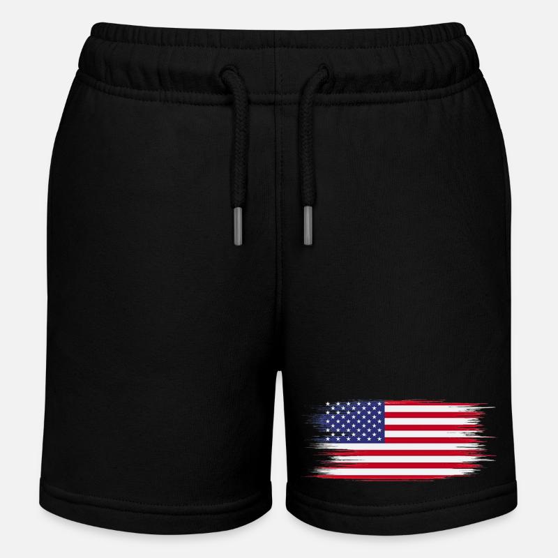 Drapeau Américain Brush - Short de jogging enfant bio Stanley/Stella - noir