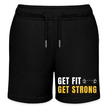 Get Fit Get Strong - Fitnessgeschenk mit Hanteln - Kinder Organic Joggingshorts Mini Bolter von Stanley/Stella - Schwarz - Vorne