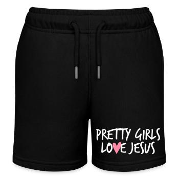 Beautiful Girls Love Jesus - Kids Organic Sweat Shorts by Stanley/Stella - black - Front