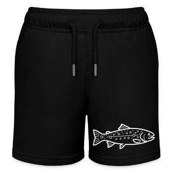 Motif détaillé de truite brune - Short de jogging enfant bio Stanley/Stella - noir - Devant