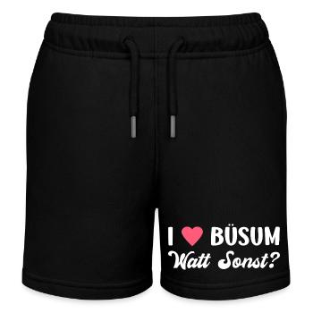 BÜSUM WATT SONST? Nordsee Urlaub Lustiges - Kinder Organic Joggingshorts Mini Bolter von Stanley/Stella - Schwarz - Vorne