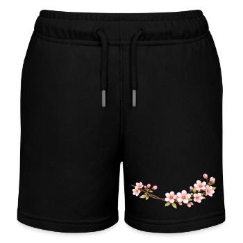 Kirschblüten Zweig Frühlingsmotiv - Kinder Organic Joggingshorts Mini Bolter von Stanley/Stella - Schwarz - Vorne