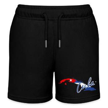 Map with the flag of Cuba, I love Cuba - Kids Organic Sweat Shorts by Stanley/Stella - black - Front