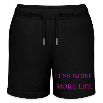 Less Noise More Life Saying - Kids Organic Sweat Shorts by Stanley/Stella - black - Front