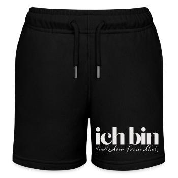 Ich bin trotzdem freundlich Humorvolles Statement - Kinder Organic Joggingshorts Mini Bolter von Stanley/Stella - Schwarz - Vorne