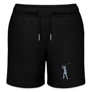 Golf Golfer Silhouette - White Grunge Design - Kids Organic Sweat Shorts by Stanley/Stella - black - Front