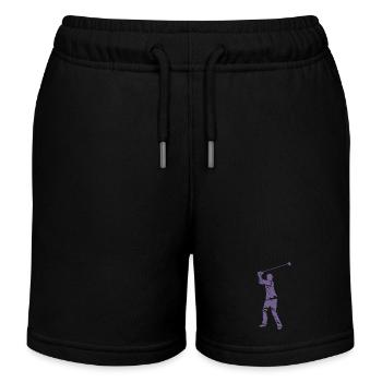 Golf Golfer Silhouette - White Grunge Design - Kids Organic Sweat Shorts by Stanley/Stella - black - Front