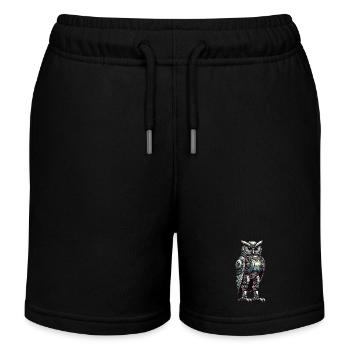 Robot hibou, hibou robot - Short de jogging enfant bio Stanley/Stella - noir - Devant