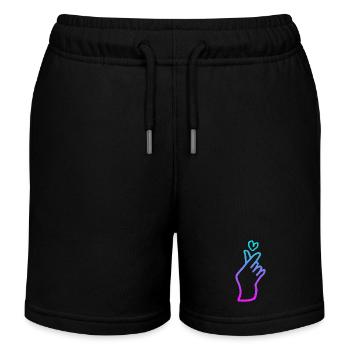 Kpop Handzeichen Herz - Kinder Organic Joggingshorts Mini Bolter von Stanley/Stella - Schwarz - Vorne