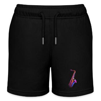 Saxophon - Kinder Organic Joggingshorts Mini Bolter von Stanley/Stella - Schwarz - Vorne