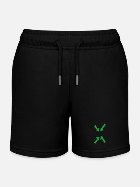 green in focus - Kids Organic Sweat Shorts by Stanley/Stella - black
