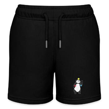 Panda Juggler Juggling - Kids Organic Sweat Shorts by Stanley/Stella - black - Front