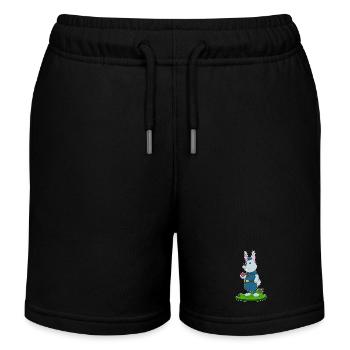 Hase Polizist Donut Polizei - Kinder Organic Joggingshorts Mini Bolter von Stanley/Stella - Schwarz - Vorne