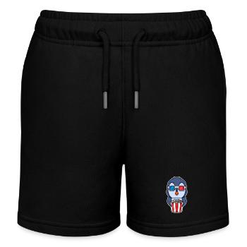 Popcorn Kino Pinguin - Kinder Organic Joggingshorts Mini Bolter von Stanley/Stella - Schwarz - Vorne
