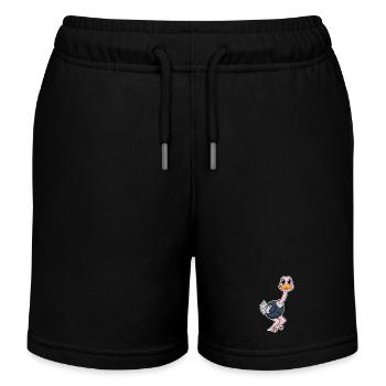 Ostrich motif zoo animals - Kids Organic Sweat Shorts by Stanley/Stella - black - Front