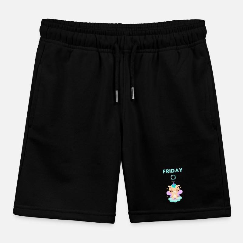 Friday loading, you only live once,Weekend Kids Organic Sweat Shorts by Stanley/Stella
