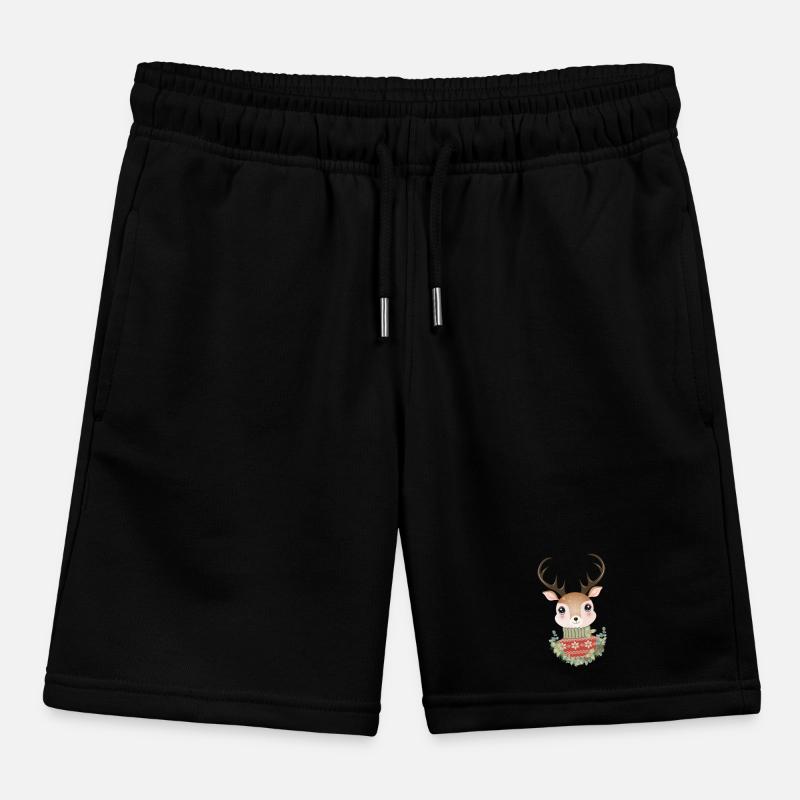 niedlicher Hirsch mit Pullover und Weihnachtskranz Kinder Organic Joggingshorts Mini Bolter von Stanley/Stella