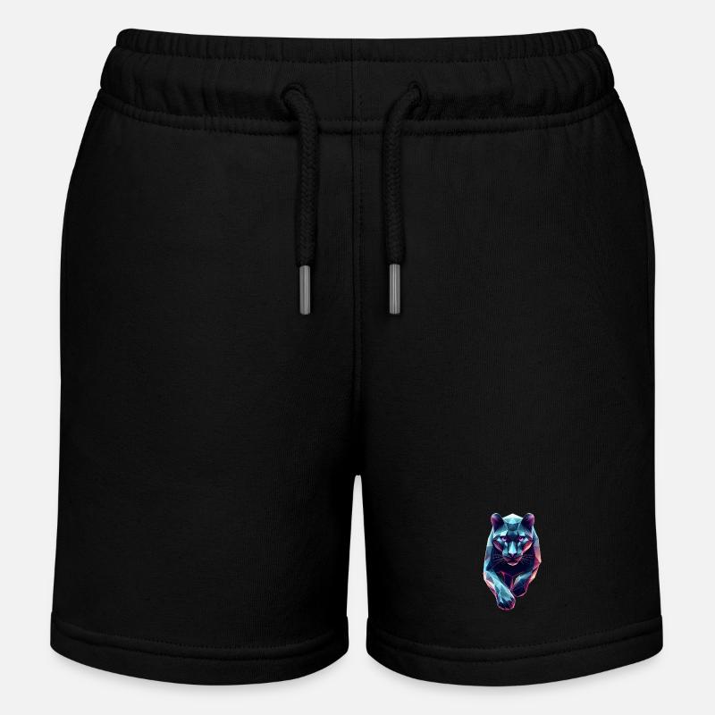 panthere bleue géométrique origami 3d - Short de jogging enfant bio Stanley/Stella - noir