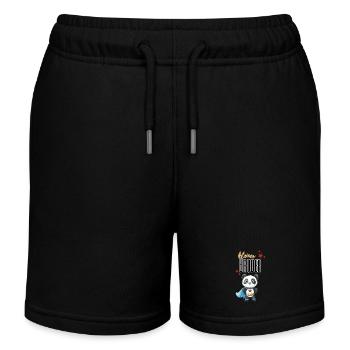 Little Brother Panda Superhero - Kids Organic Sweat Shorts by Stanley/Stella - black - Front