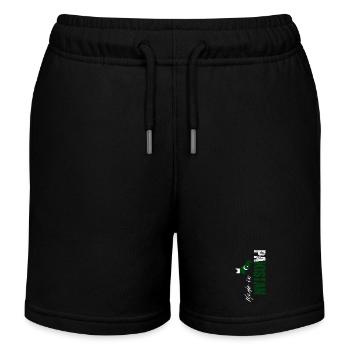 Made in Pakistan, vertical design - Kids Organic Sweat Shorts by Stanley/Stella - black - Front