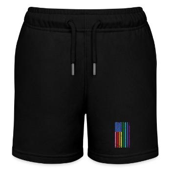 Drapeau arc-en-ciel des États-Unis - Short de jogging enfant bio Stanley/Stella - noir - Devant