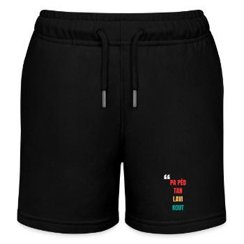 Creole T-shirt "Pa pèd tan lavi kout" - Kids Organic Sweat Shorts by Stanley/Stella - black - Front