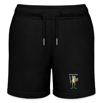 Dawn Frosch-Quest: Schwert & Buch - Kinder Organic Joggingshorts Mini Bolter von Stanley/Stella - Schwarz - Vorne