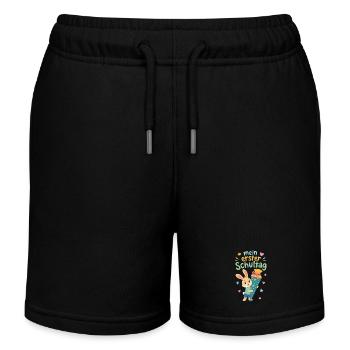 Mein erster Schultag Hase Geschenk - Kinder Organic Joggingshorts Mini Bolter von Stanley/Stella - Schwarz - Vorne
