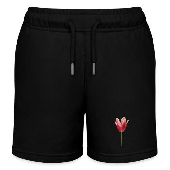 pinke Tulpe - Kinder Organic Joggingshorts Mini Bolter von Stanley/Stella - Schwarz - Vorne