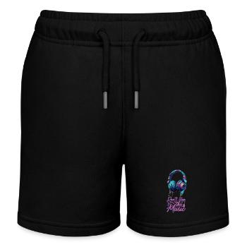 Kopfhörer don't stop the music coole Farben - Kinder Organic Joggingshorts Mini Bolter von Stanley/Stella - Schwarz - Vorne