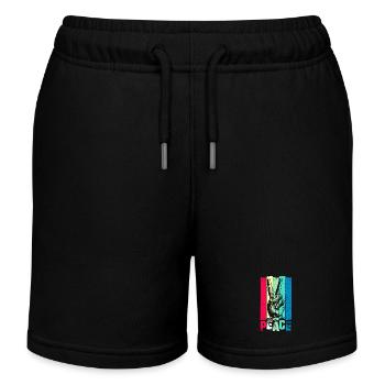 Peace - Peacezeichen - Friedensbewegung - Frieden - Kinder Organic Joggingshorts Mini Bolter von Stanley/Stella - Schwarz - Vorne