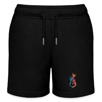 Flammende blaue, orangefarbene, rote Gitarre - Kinder Organic Joggingshorts Mini Bolter von Stanley/Stella - Schwarz - Vorne