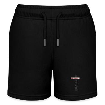 Alerte! Antifasciste ! - Art des mots rouge/gris - Short de jogging enfant bio Stanley/Stella - noir - Devant