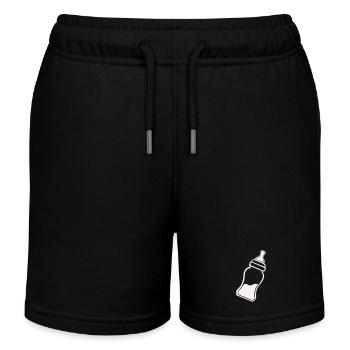 Minimalist Baby Bottle Line Art - Kids Organic Sweat Shorts by Stanley/Stella - black - Front