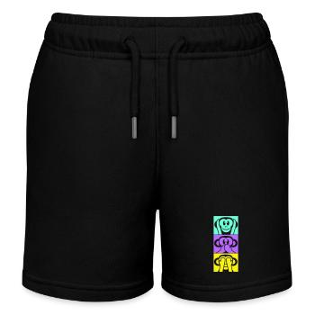 3 Wise Monkeys Hear Nothing Say See Monkey Fun - Kids Organic Sweat Shorts by Stanley/Stella - black - Front