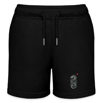 Grauer japanischer Drache, japanischer Kanji-Druckstil - Kinder Organic Joggingshorts Mini Bolter von Stanley/Stella - Schwarz - Vorne