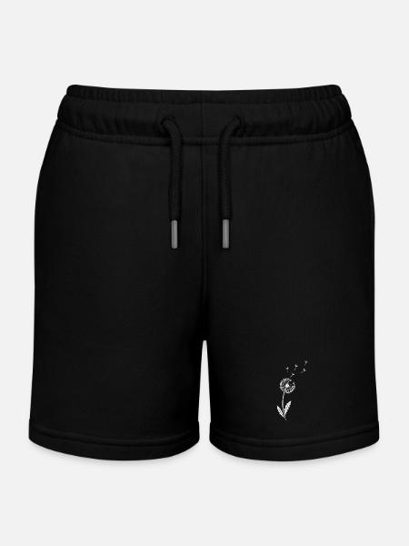 Design minimal pissenlit – Art au trait pissenlit - Short de jogging enfant bio Stanley/Stella - noir