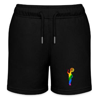 bunter Dartspieler Wurf mit Links - Kinder Organic Joggingshorts Mini Bolter von Stanley/Stella - Schwarz - Vorne