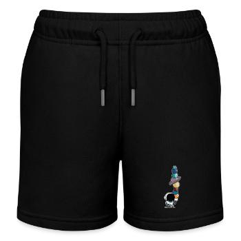 Astronaut mit Sonnensystem Planeten Eis Astronomie - Kinder Organic Joggingshorts Mini Bolter von Stanley/Stella - Schwarz - Vorne