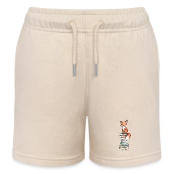 Fuchs auf Bücherstapel - Kinder Organic Joggingshorts Mini Bolter von Stanley/Stella - Natur - Vorne