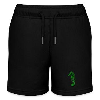 Grünes geometrisches Seepferdchen - Kinder Organic Joggingshorts Mini Bolter von Stanley/Stella - Schwarz - Vorne