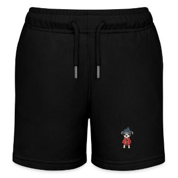Whippet Hund Winter - Kinder Organic Joggingshorts Mini Bolter von Stanley/Stella - Schwarz - Vorne
