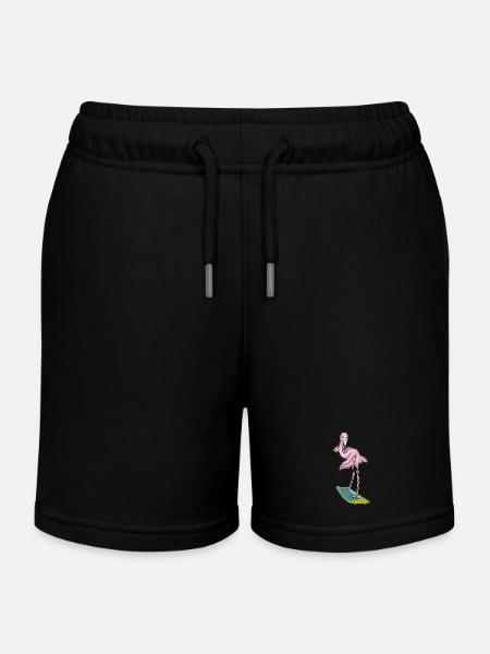 Flamingo Surfen Surfbrett Sommer - Kinder Organic Joggingshorts Mini Bolter von Stanley/Stella - Schwarz