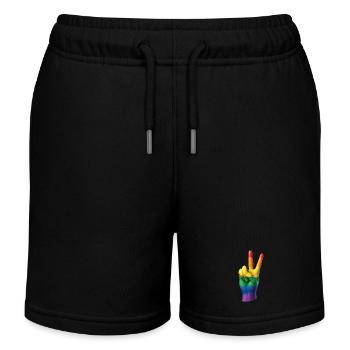 PRIDE PEACE HAND - peace & love - Short de jogging enfant bio Stanley/Stella - noir - Devant