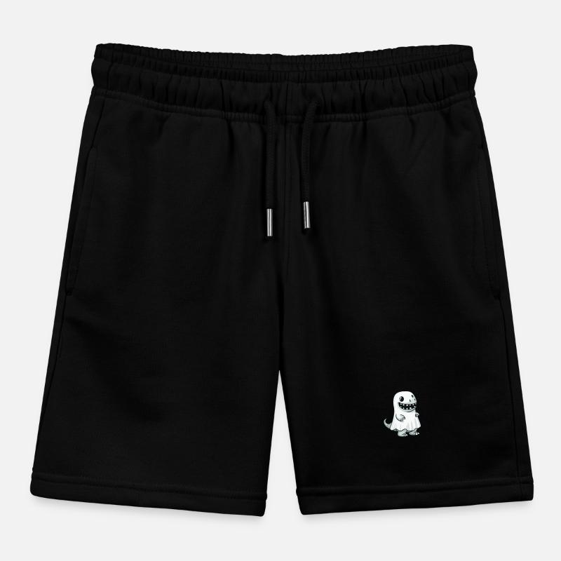 Dinosaur T-Rex Halloween Ghost Kids Organic Sweat Shorts by Stanley/Stella